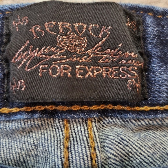 ReRock Express Jeans Womens 4 Dark Blue Skinny Distressed Denim Preppy Normcore - Picture 3 of 11